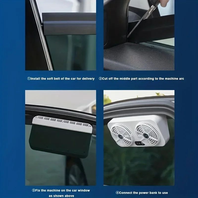 USB Car Exhaust Fan Window Ventilator Portable Car Cooling Fan For Fast Heat Odor Removal 4
