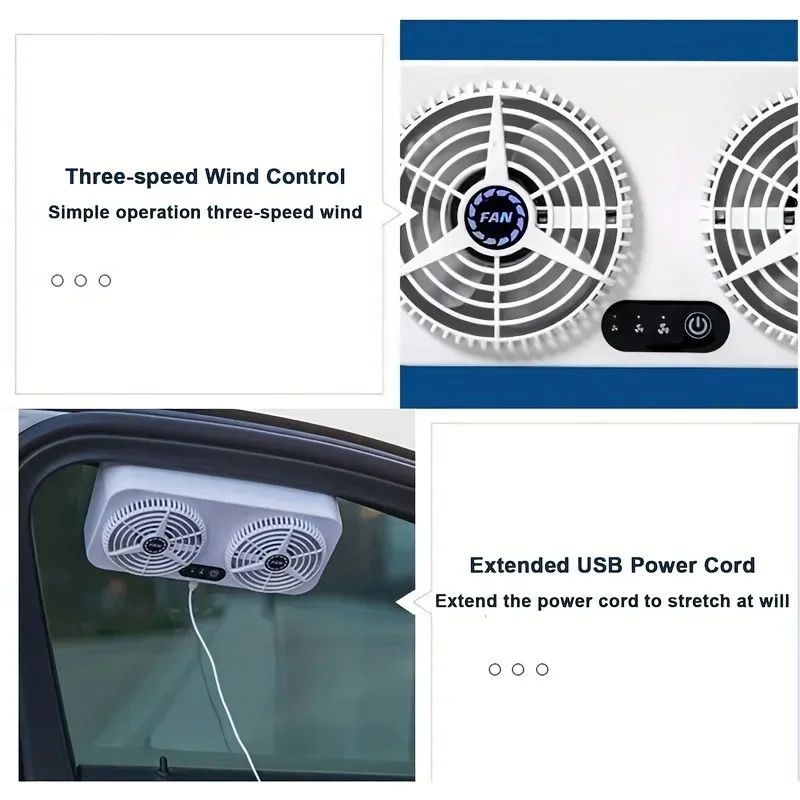 USB Car Exhaust Fan Window Ventilator Portable Car Cooling Fan For Fast Heat Odor Removal 5