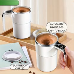 380ml usb rechargeable self-stirring mug with temperature display & ip67 waterproof design