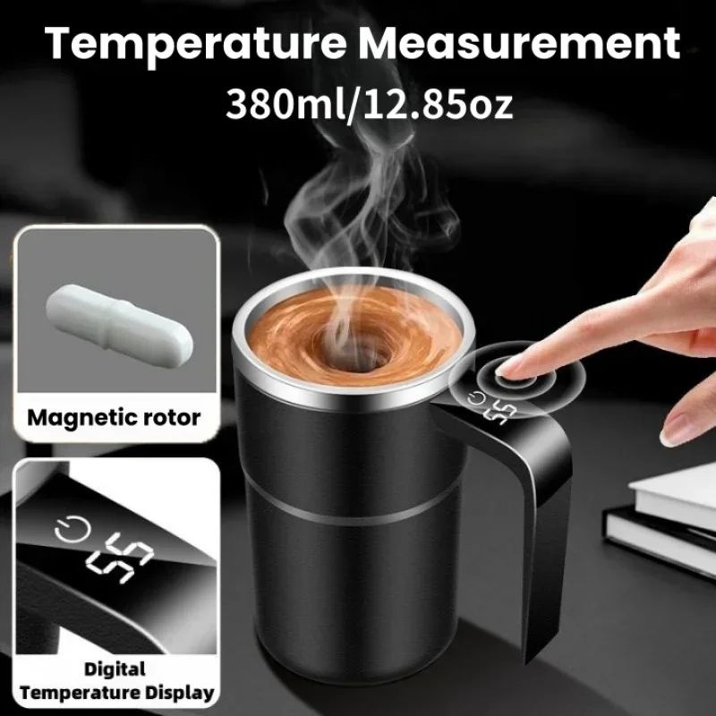 380ml USB Rechargeable SelfStirring Mug With Temperature Display IP67 Waterproof Design 2