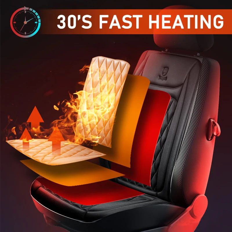 Winter Comfort Heated Car Seat Cover 12V FastWarm Seat Cushion With 3 Heat Levels 12PCS Universal F 2