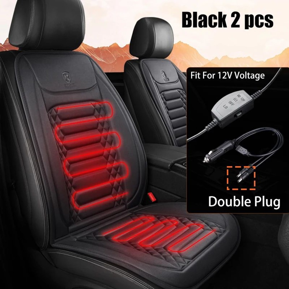 Winter Comfort Heated Car Seat Cover 12V FastWarm Seat Cushion With 3 Heat Levels 12PCS Universal F 8