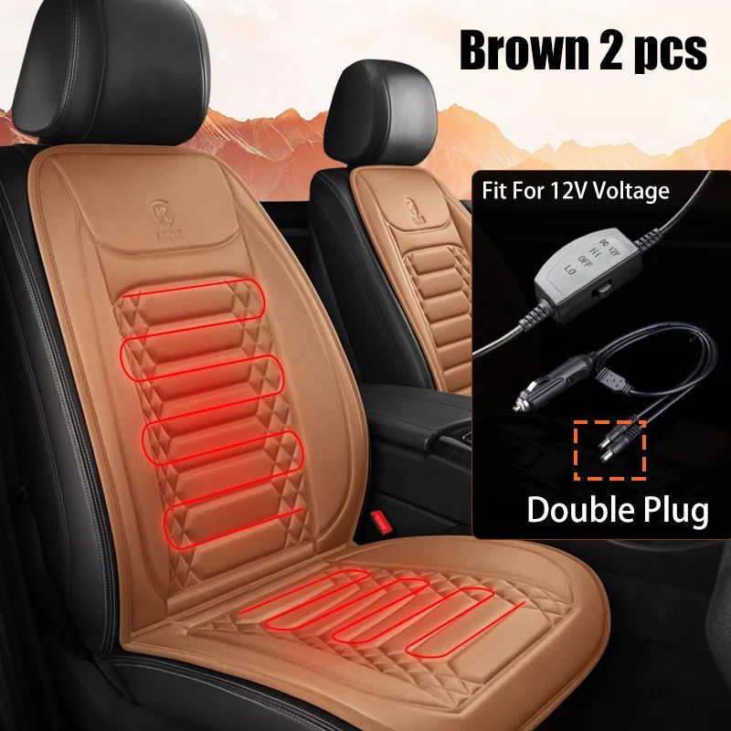 Winter Comfort Heated Car Seat Cover 12V FastWarm Seat Cushion With 3 Heat Levels 12PCS Universal F 9