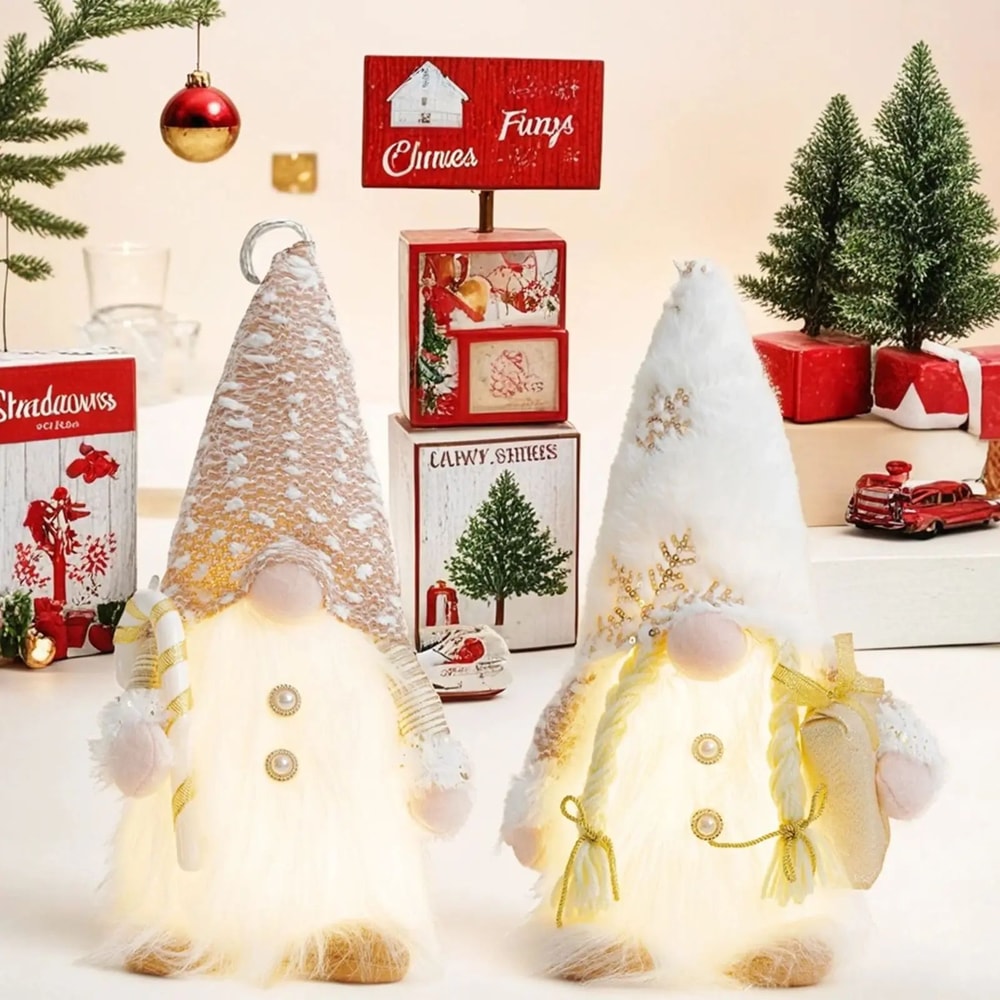 LED Christmas Gnome Doll Plush Ornament Glowing Scandinavian Faceless Holiday Decor 2