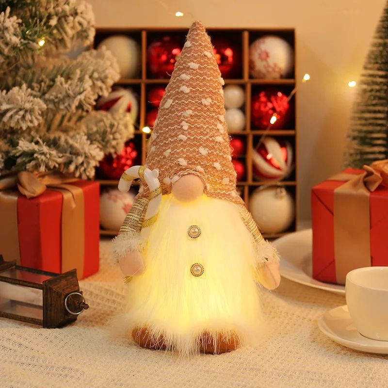 LED Christmas Gnome Doll Plush Ornament Glowing Scandinavian Faceless Holiday Decor 4
