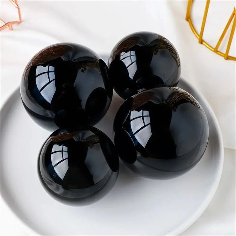 Natural Black Obsidian Sphere Crystal Ball 3050mm Protective Healing Stone For Feng Shui Meditati 2