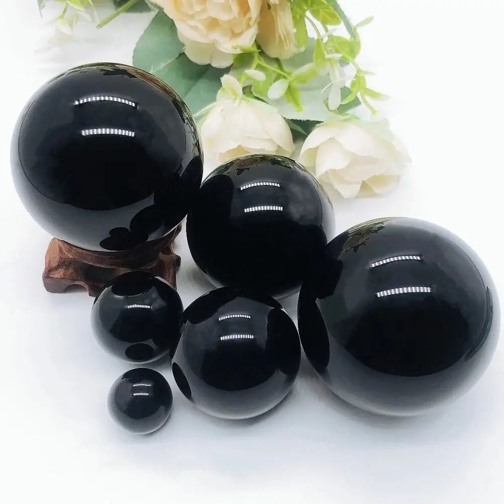Natural Black Obsidian Sphere Crystal Ball 3050mm Protective Healing Stone For Feng Shui Meditati 4
