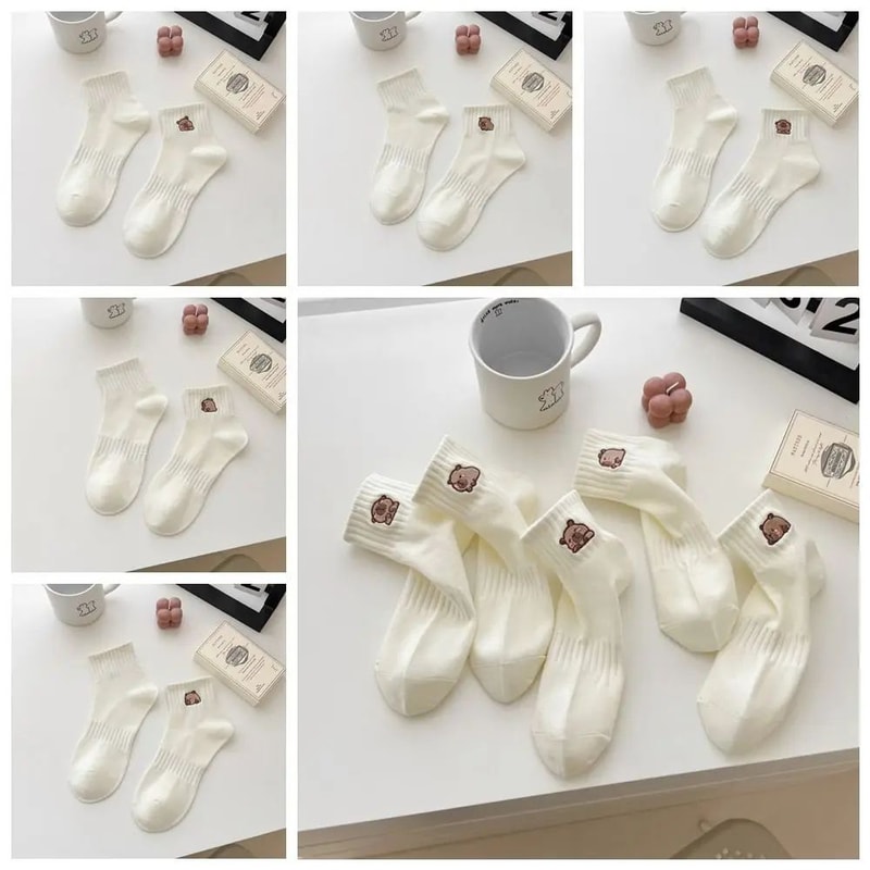 Capybara Cartoon Cotton Socks Soft White Summer Ankle Socks For Students Everyday Comfort 1