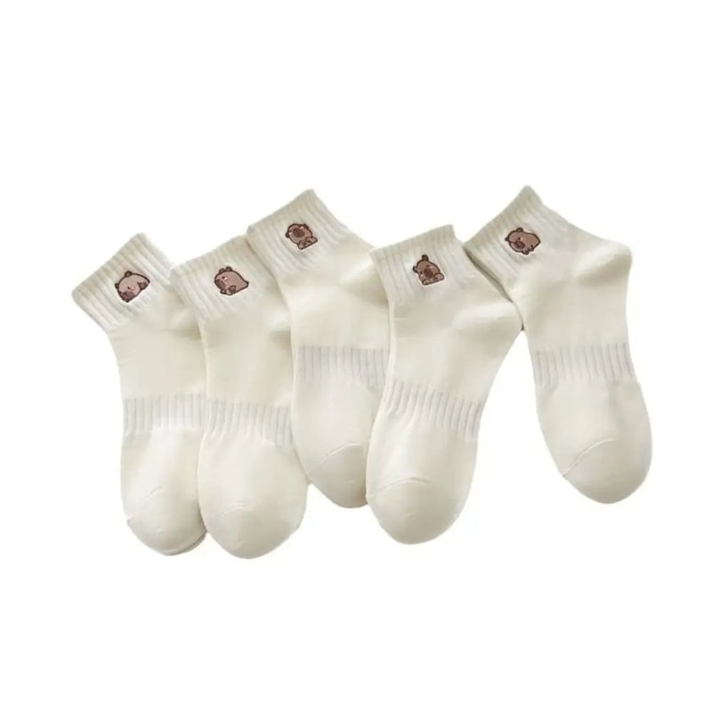 Capybara Cartoon Cotton Socks Soft White Summer Ankle Socks For Students Everyday Comfort 4