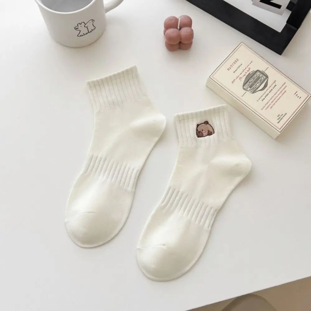 Capybara Cartoon Cotton Socks Soft White Summer Ankle Socks For Students Everyday Comfort 6