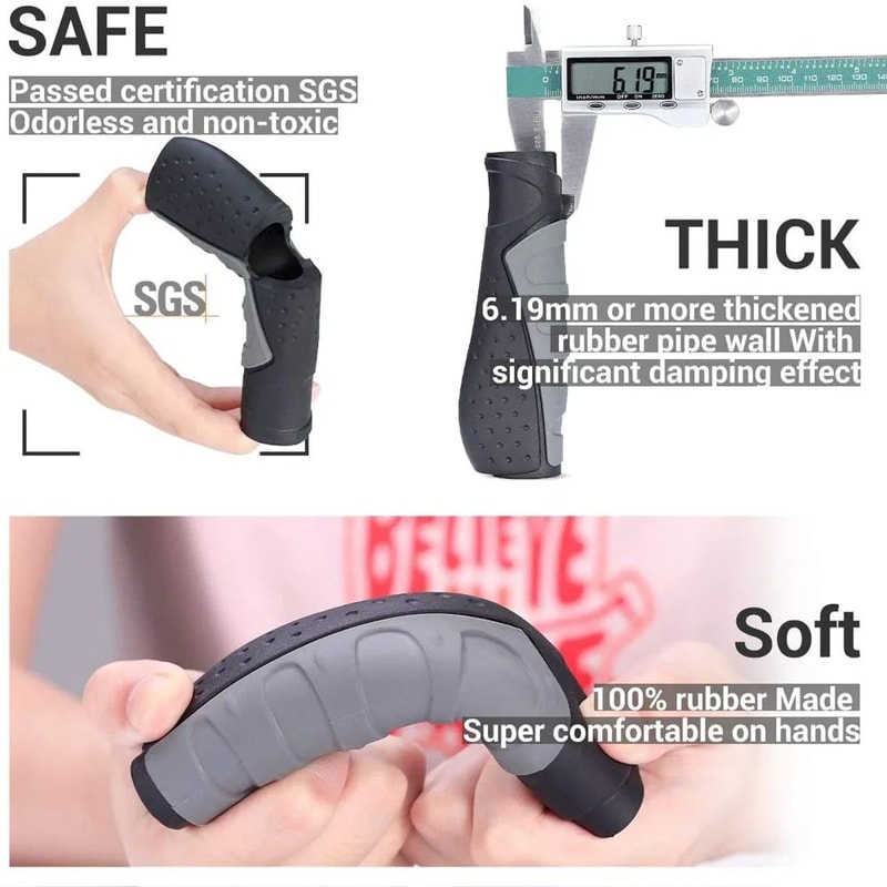 Ergonomic AntiSlip Rubber Mountain Bike Grips ShortLong MTB Handle Grips For Comfort Control 3