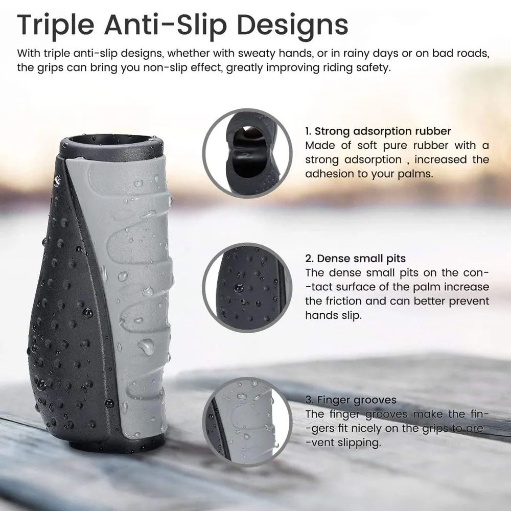 Ergonomic AntiSlip Rubber Mountain Bike Grips ShortLong MTB Handle Grips For Comfort Control 4