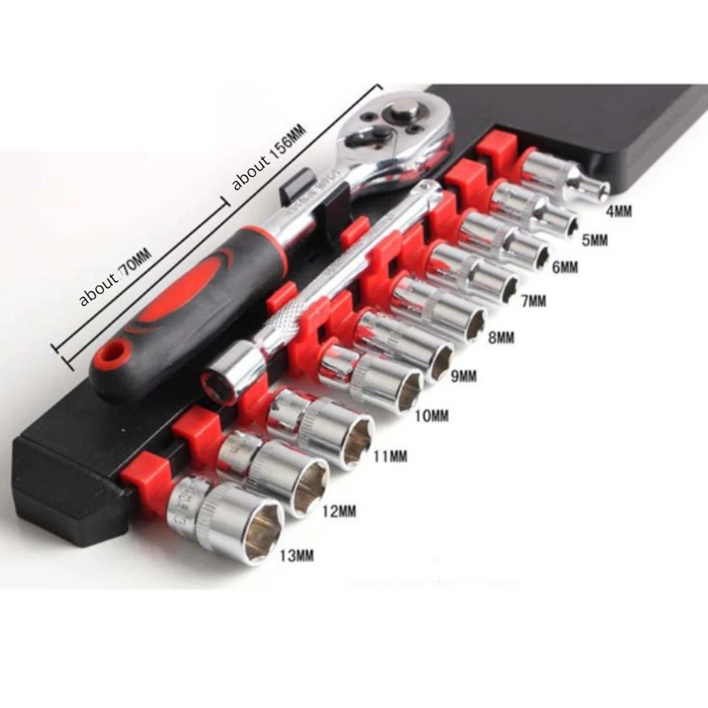 12Piece Metric Ratchet Socket Set Portable Motorcycle Bike Repair Tool Kit 4
