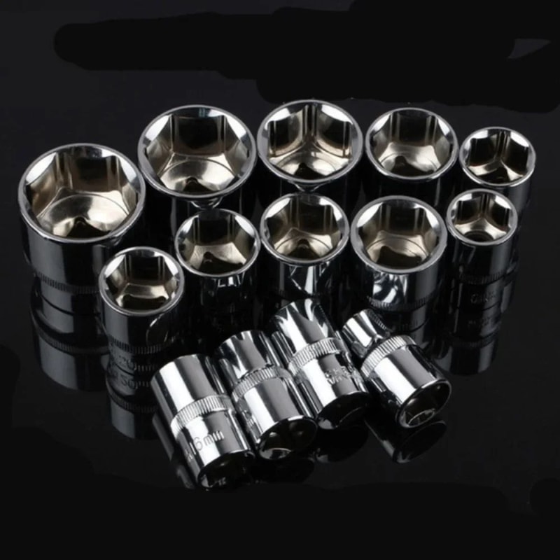12Piece Metric Ratchet Socket Set Portable Motorcycle Bike Repair Tool Kit 5