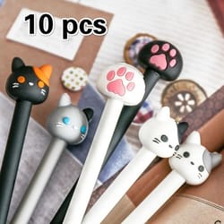 kawaii cat claw gel pen set (10-pack) - smooth black ink cute writing pens for aesthetic stationery