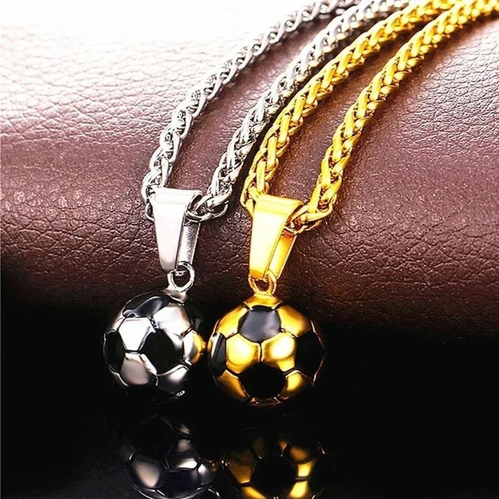 Stainless Steel Football Necklace For Men Sports Pendant Necklace Gift For Football Fans 0
