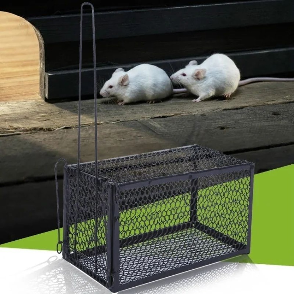 SelfLocking Humane Metal Mouse Trap Cage Reusable IndoorOutdoor Rat Catcher With Secure Iron Mesh 1