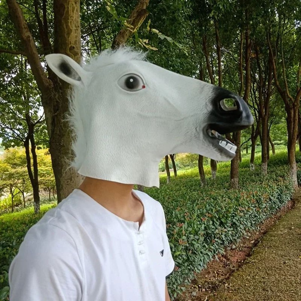 Realistic Horse Head Mask Costume For Halloween Cosplay Party Pranks 3