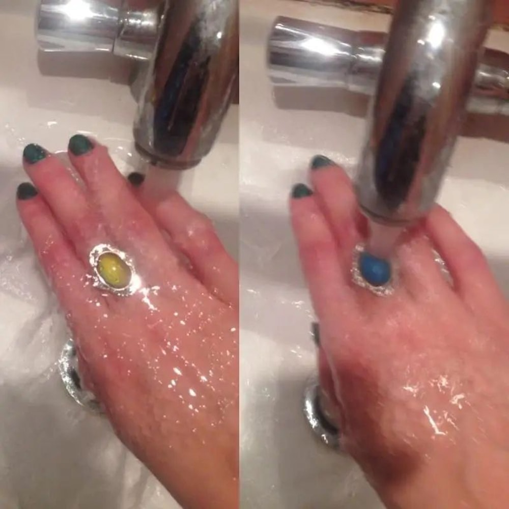 Retro Heart Gem Mood Ring Color Changing Ring With Adjustable Fit 5