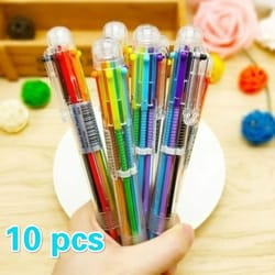 transparent cartoon multicolor swivel ballpoint pens (10-pack) – cute school & office writing set