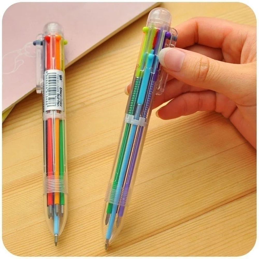 Transparent Cartoon Multicolor Swivel Ballpoint Pens 10Pack Cute School Office Writing Set 1