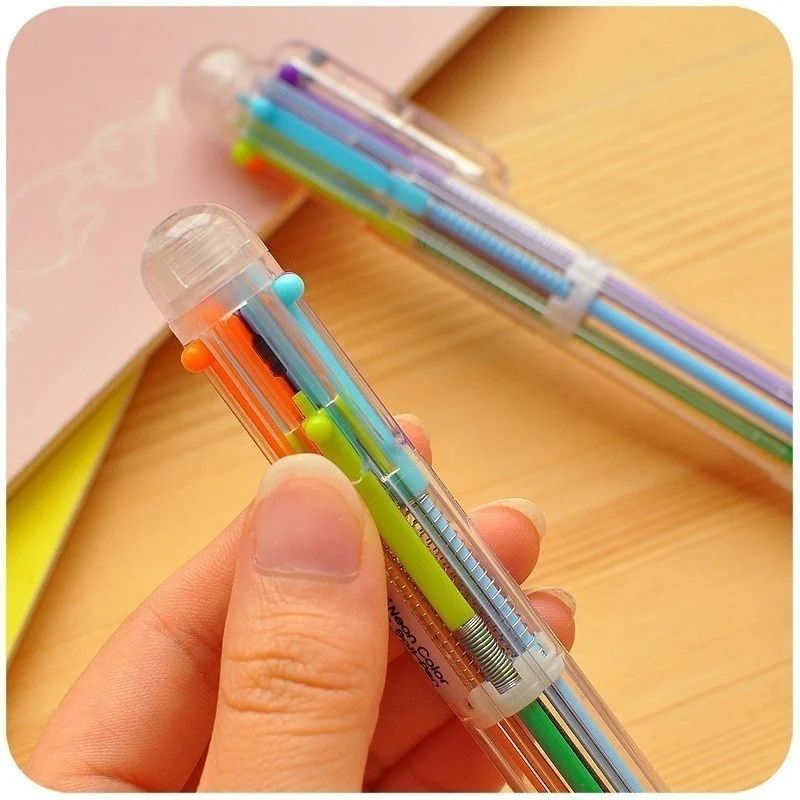 Transparent Cartoon Multicolor Swivel Ballpoint Pens 10Pack Cute School Office Writing Set 5