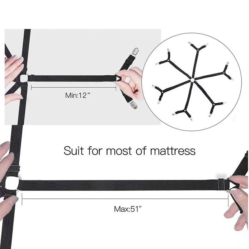 StayPut Adjustable Bed Sheet Holder Straps With 12 Clips NonSlip Mattress Sheet Clips Elastic Gri 5