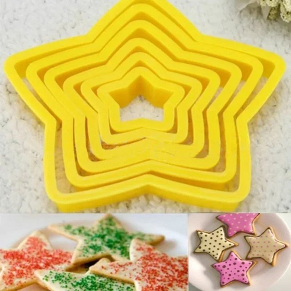 6Piece 3D Christmas Cookie Cutter Set Tree Star Shapes For Festive Baking 3