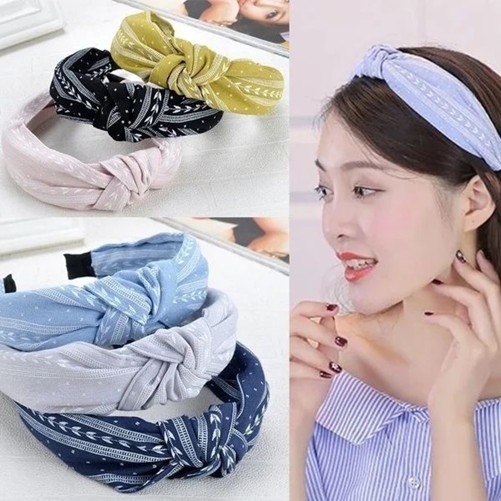 Knotted Leaf Wide Fabric Headband For Women Girls Soft Boho Hairband For Everyday Style 2