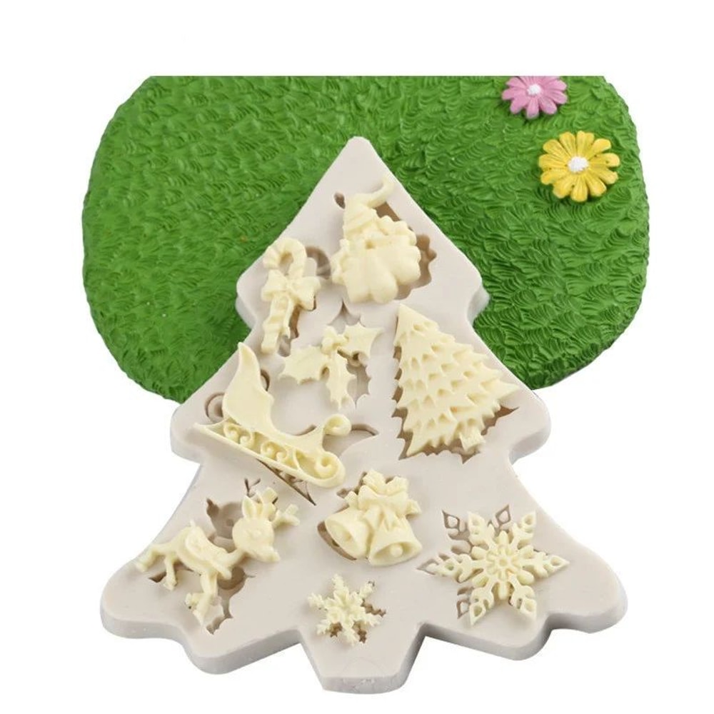 Christmas Silicone Mold For Santa Tree Flexible Fondant And Chocolate Decorating Mold 0