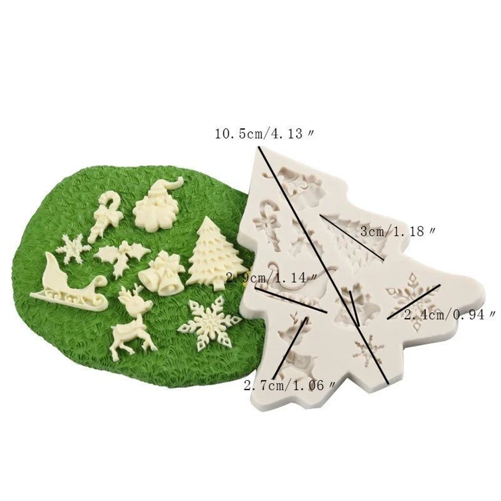 Christmas Silicone Mold For Santa Tree Flexible Fondant And Chocolate Decorating Mold 3