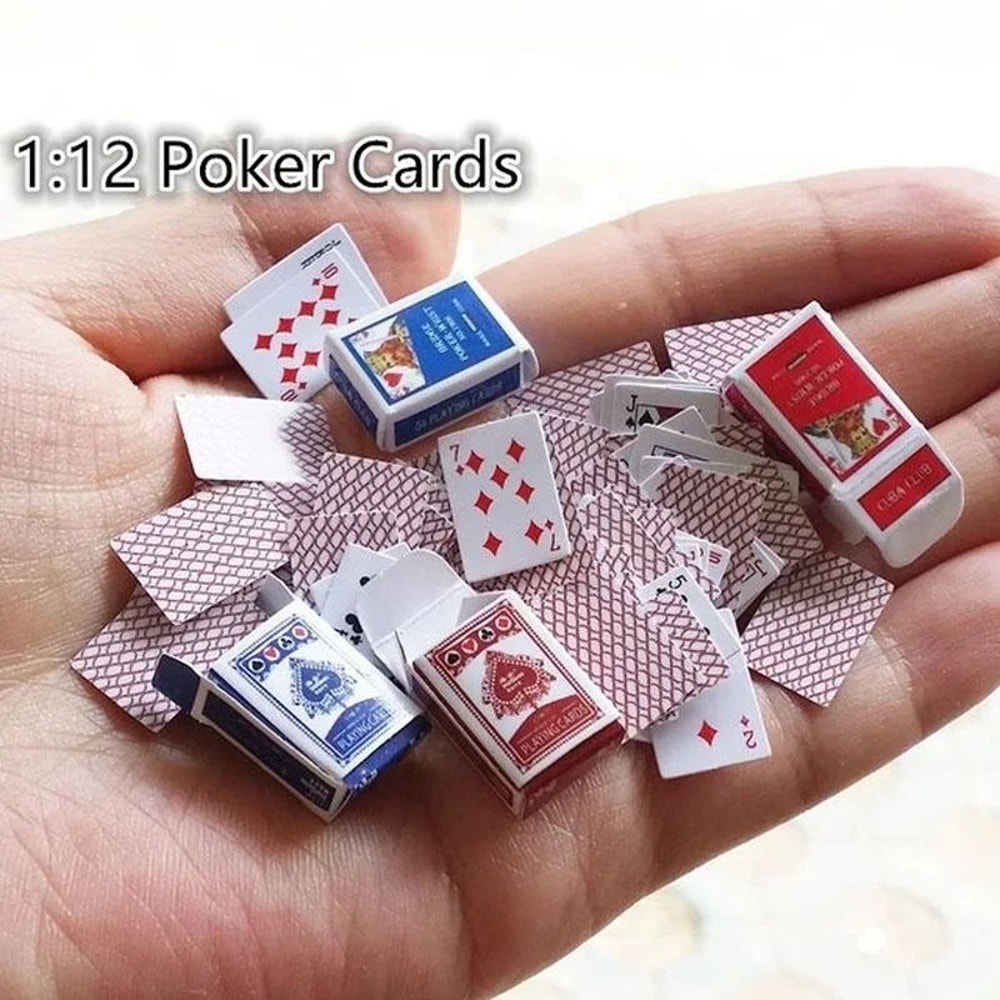 Miniature Poker Cards Set Cute Mini Playing Cards For Dollhouse Decor Accessories 0