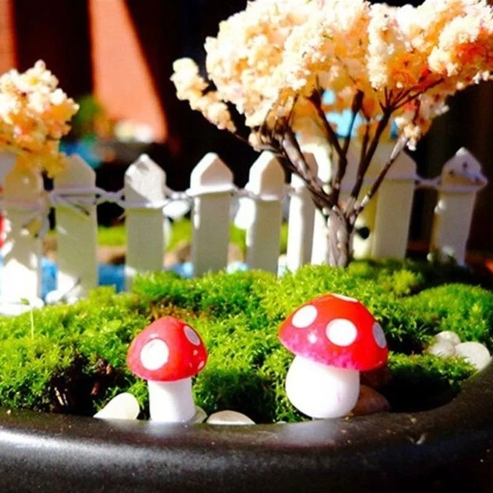 Mini Mushroom Miniatures Garden Stakes 10100pcs Fairy Garden Accessories Terrarium Decorations 1