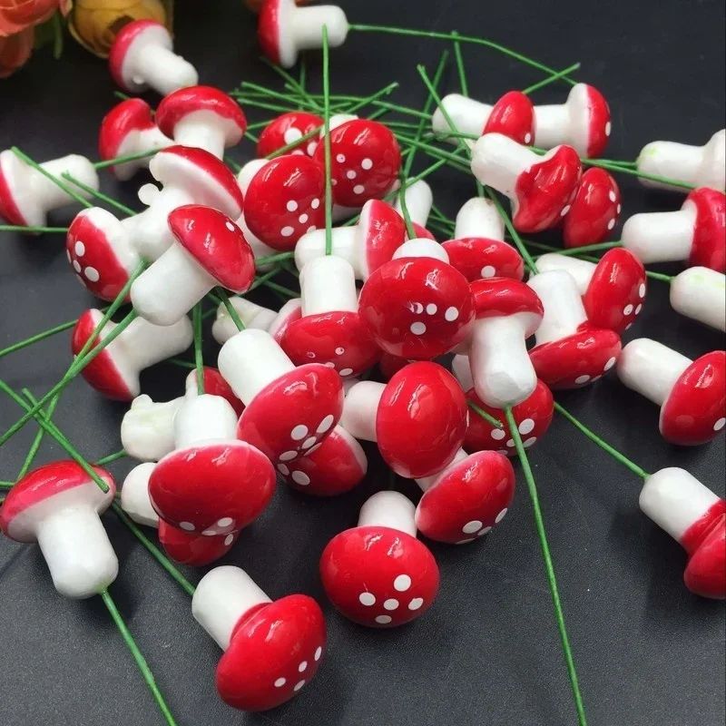 Mini Mushroom Miniatures Garden Stakes 10100pcs Fairy Garden Accessories Terrarium Decorations 3