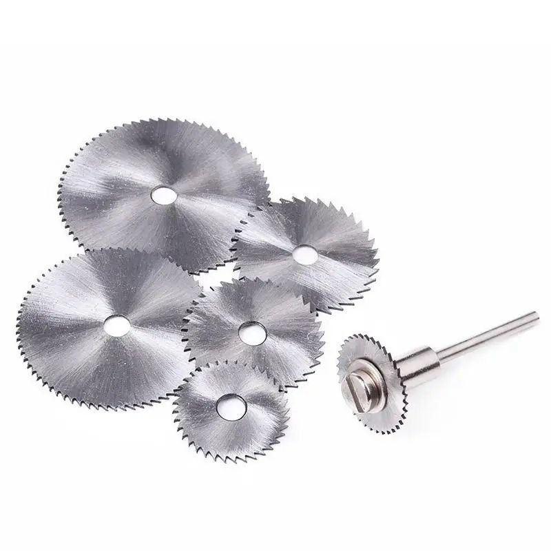 HSS Mini Saw Blade Set With 18 Shank Mandrel For Rotary Tools 6Piece Precision Cutting Kit 1
