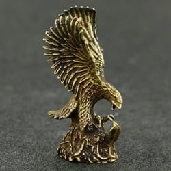 vintage brass eagle figurine desk ornament – antique copper eagle statue for home & office decor