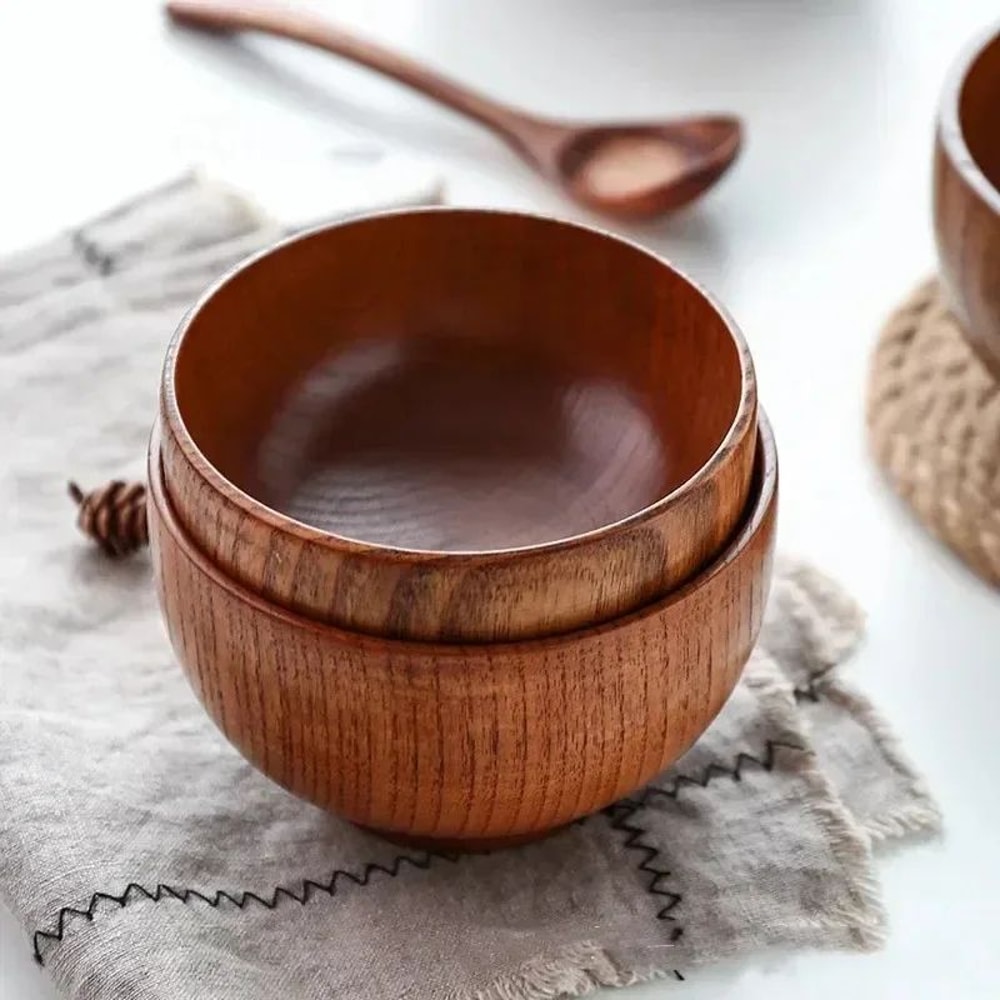 Japanese Jujube Wood Bowl Minimalist Japanese Wooden Bowl For Soup Rice Kids HeatResistant Lightw 3