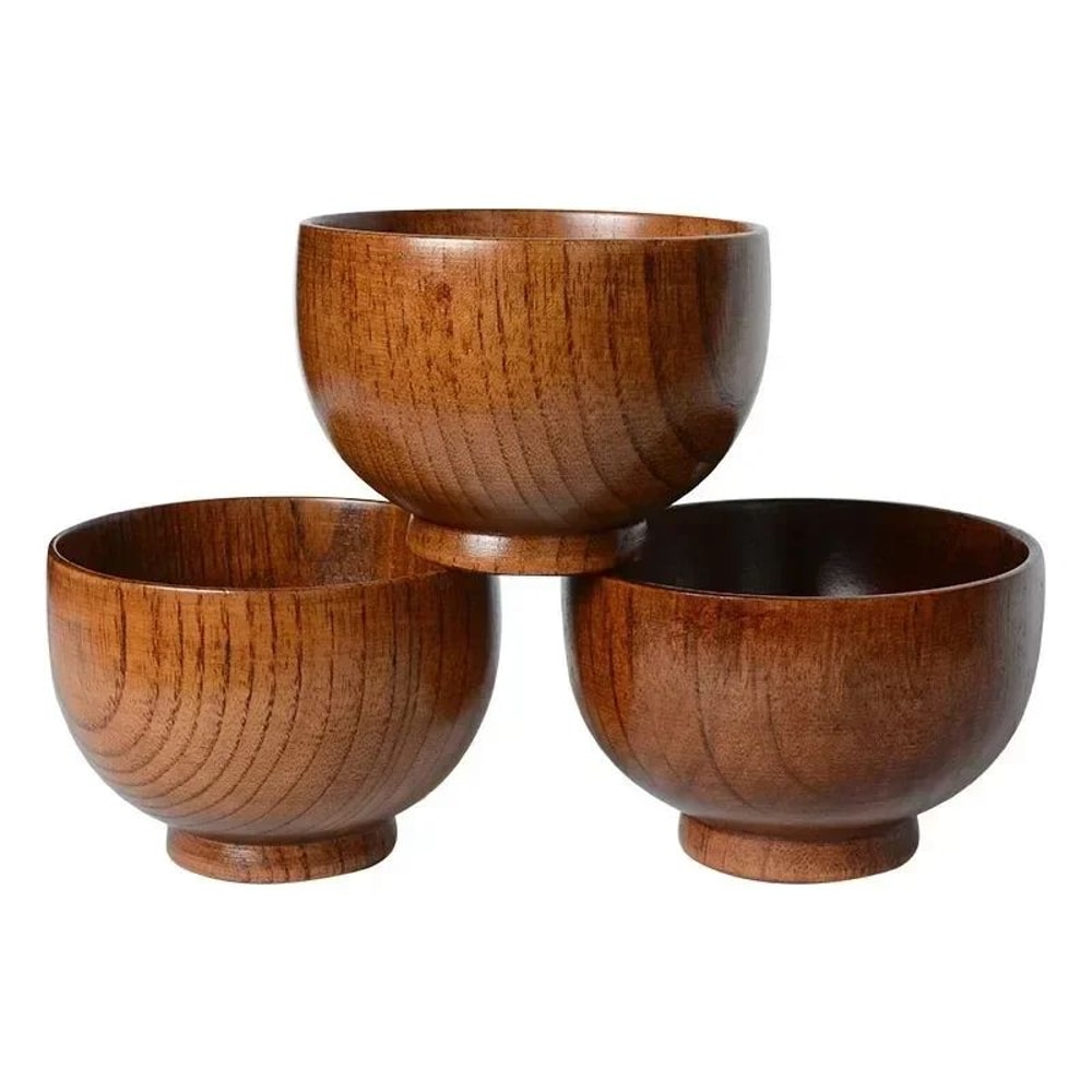 Japanese Jujube Wood Bowl Minimalist Japanese Wooden Bowl For Soup Rice Kids HeatResistant Lightw 5