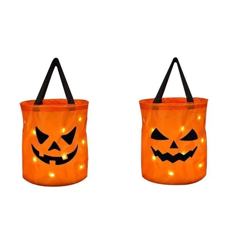 LED LightUp Pumpkin TrickorTreat Bucket Collapsible Reusable Halloween Candy Basket 4