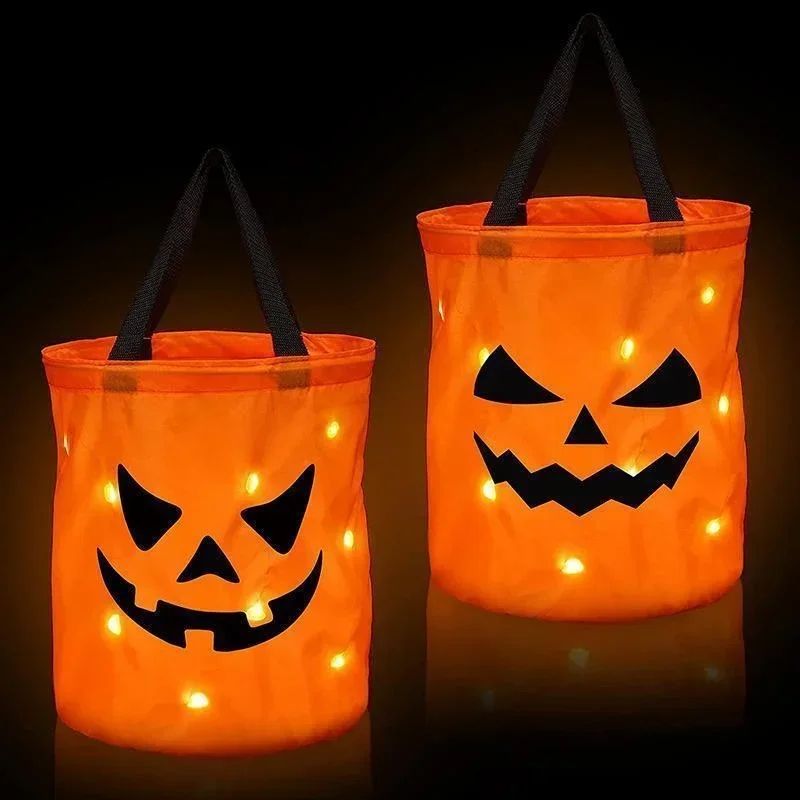 LED LightUp Pumpkin TrickorTreat Bucket Collapsible Reusable Halloween Candy Basket 5