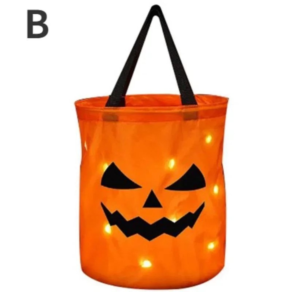 LED LightUp Pumpkin TrickorTreat Bucket Collapsible Reusable Halloween Candy Basket 7
