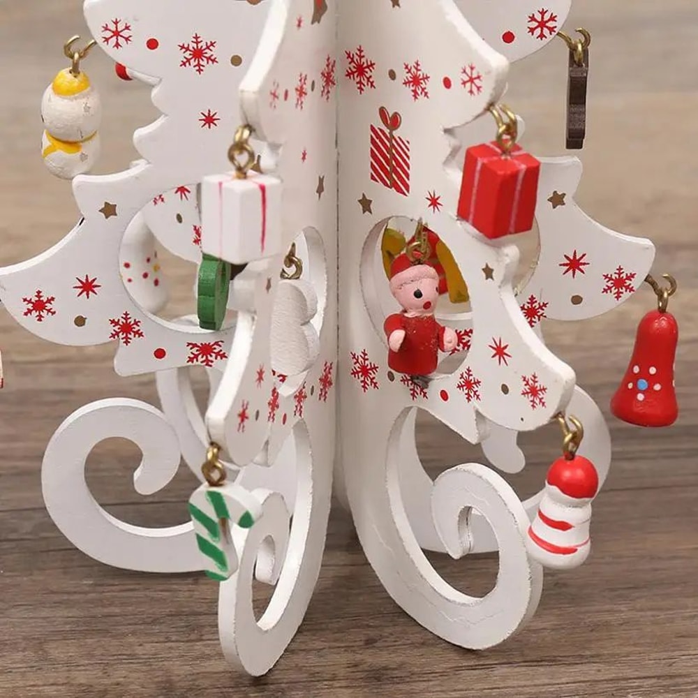Wooden Christmas Tree Ornament Nordic Desktop Holiday Decor Mini Table Centerpiece 2