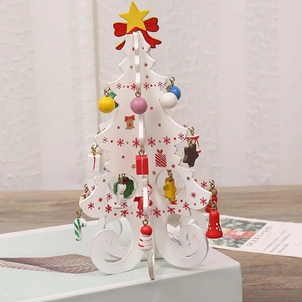 Wooden Christmas Tree Ornament Nordic Desktop Holiday Decor Mini Table Centerpiece 6