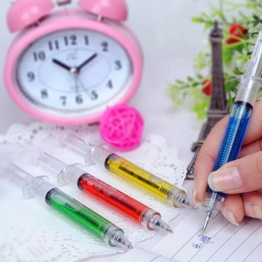 4Pack Funny Syringe Pen Set Creative Stationery Ballpoint Pens For Students Gifts 4