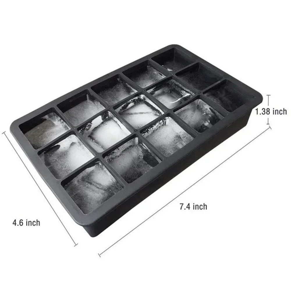 15Grid Silicone Ice Cube Tray For Big SlowMelt Cubes Large Square Ice Mold For Cocktails Whiskey 5