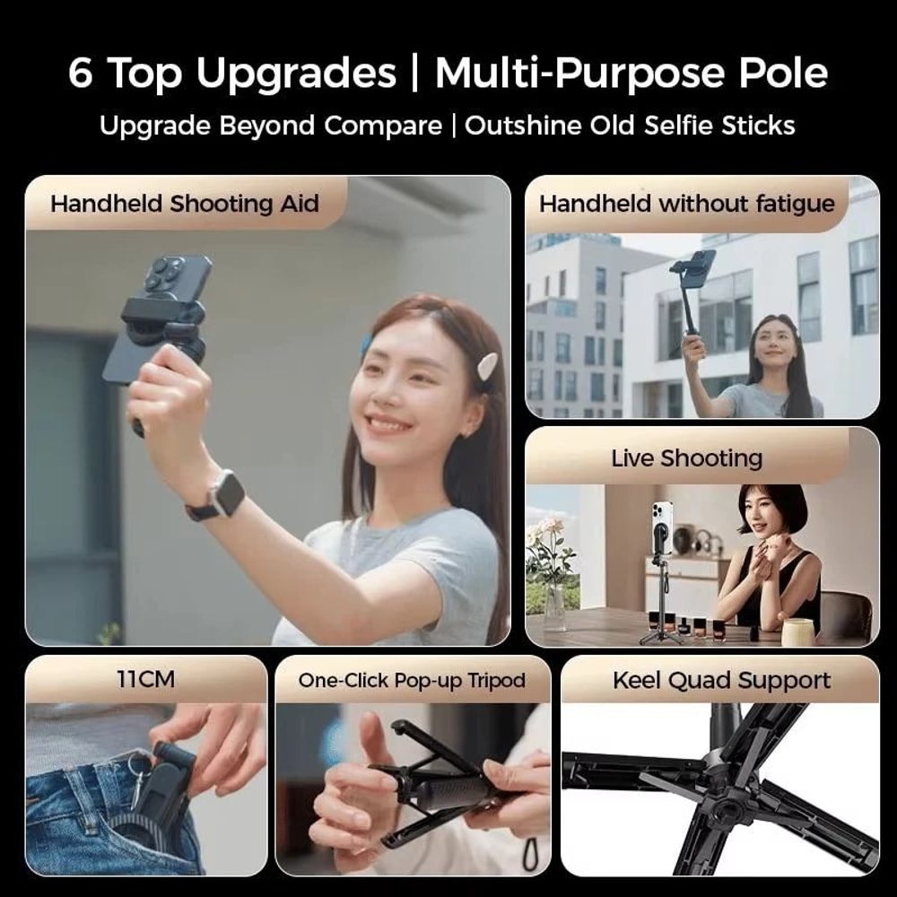 4in1 Magnetic Selfie Stick Tripod With 360 Rotation Bluetooth Remote 3
