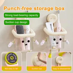 no-drill suction cup bathroom shelf waterproof wall-mounted organizer rack