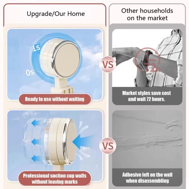 NoDrill Suction Cup Bathroom Shelf Waterproof WallMounted Organizer Rack 2