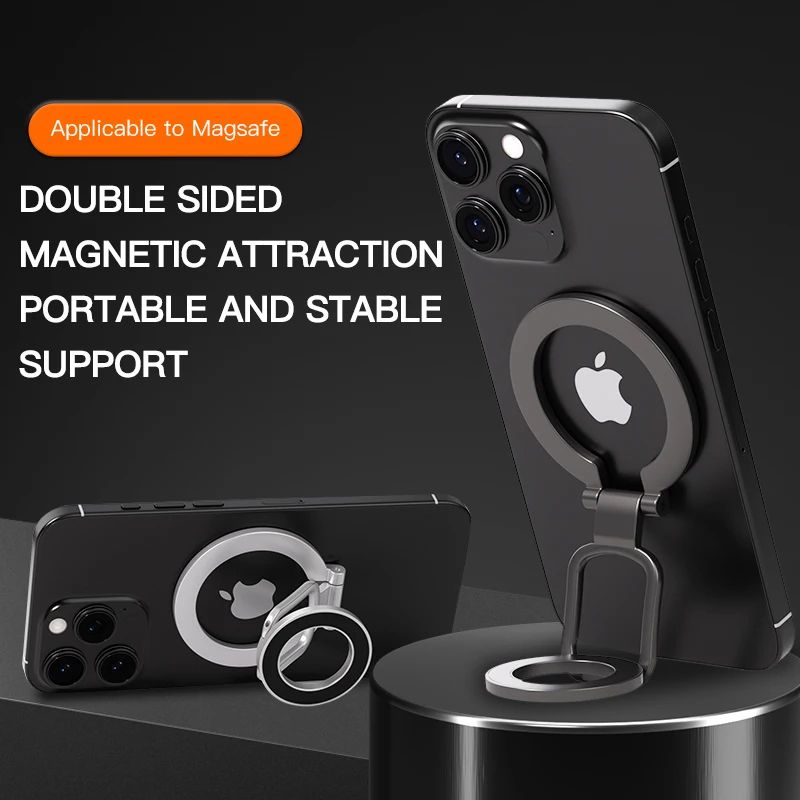 DoubleSided MagSafe Phone Grip Stand Foldable 360 Rotating Magnetic Ring Holder 0