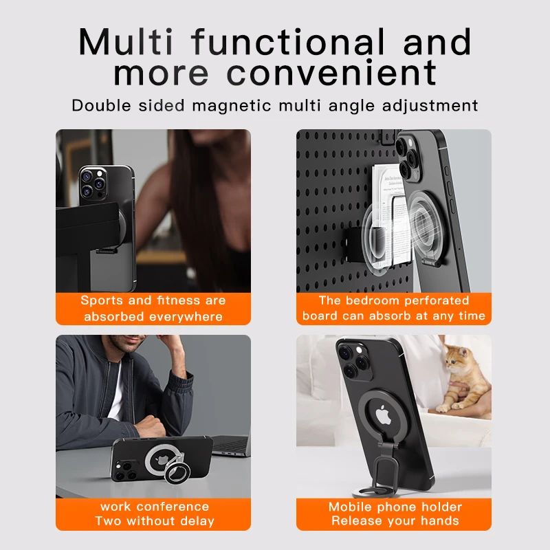 DoubleSided MagSafe Phone Grip Stand Foldable 360 Rotating Magnetic Ring Holder 5